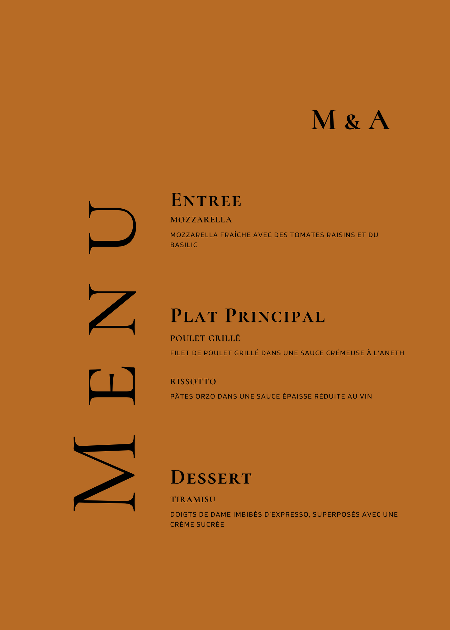 Menu | Myriam