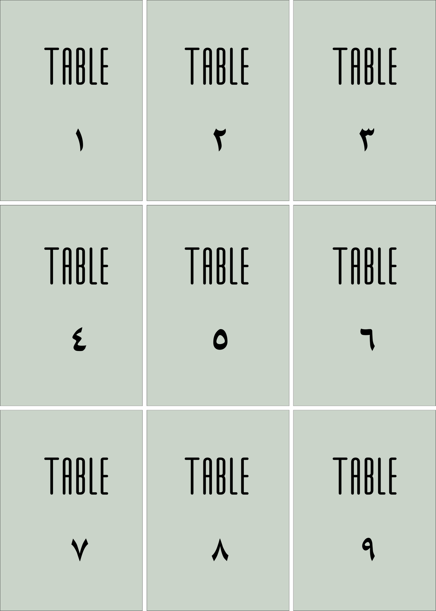 Numéros de Table | Sadiya