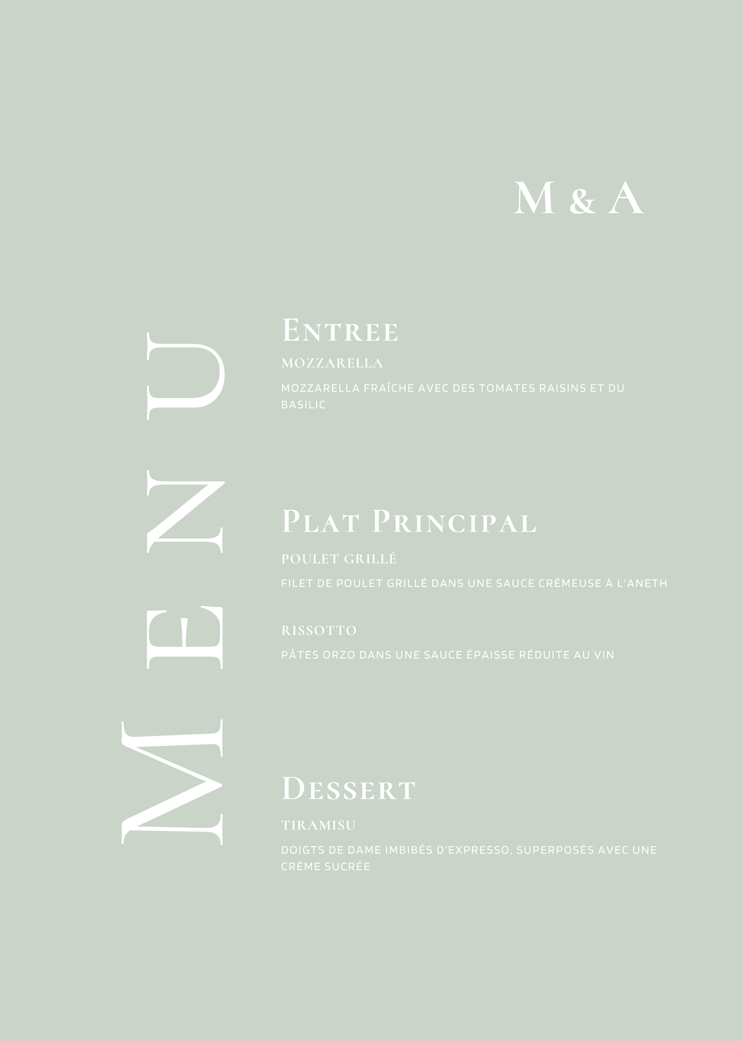 Menu | Myriam