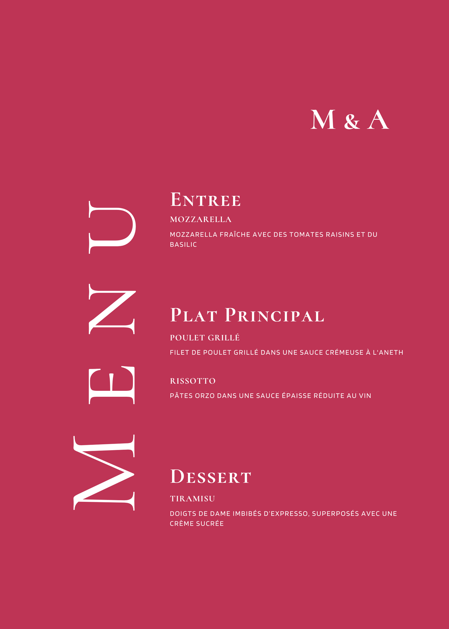 Menu | Myriam