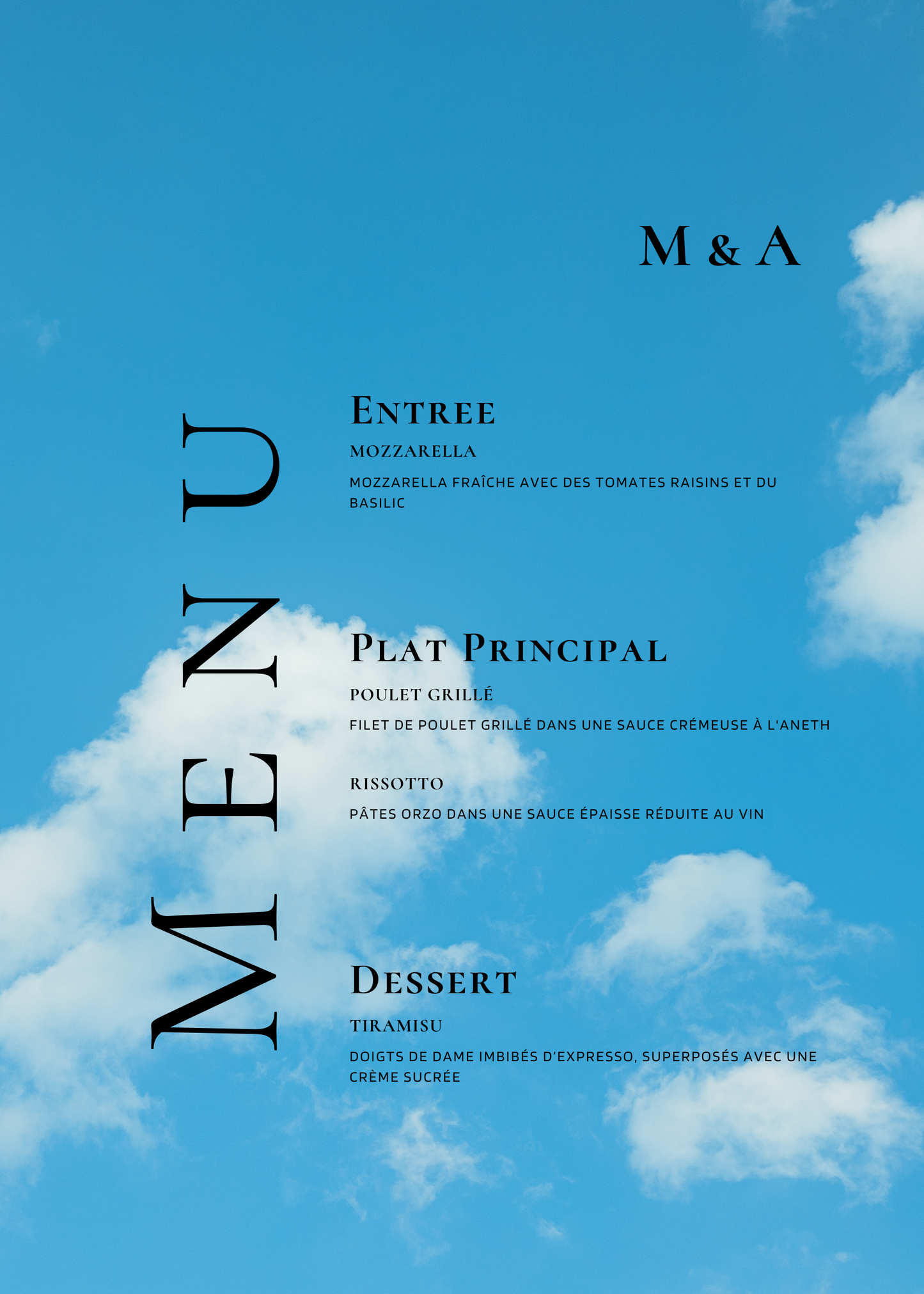 Menu | Myriam