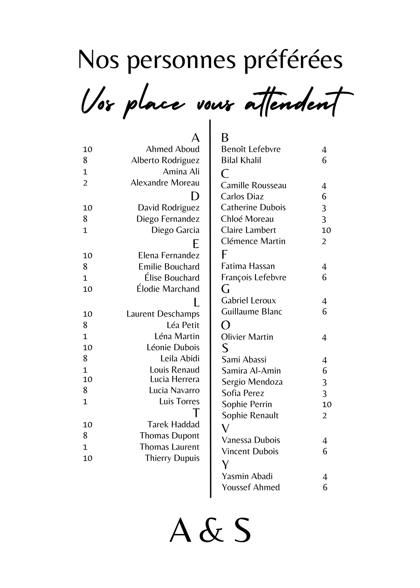 Plan de table | Adriana