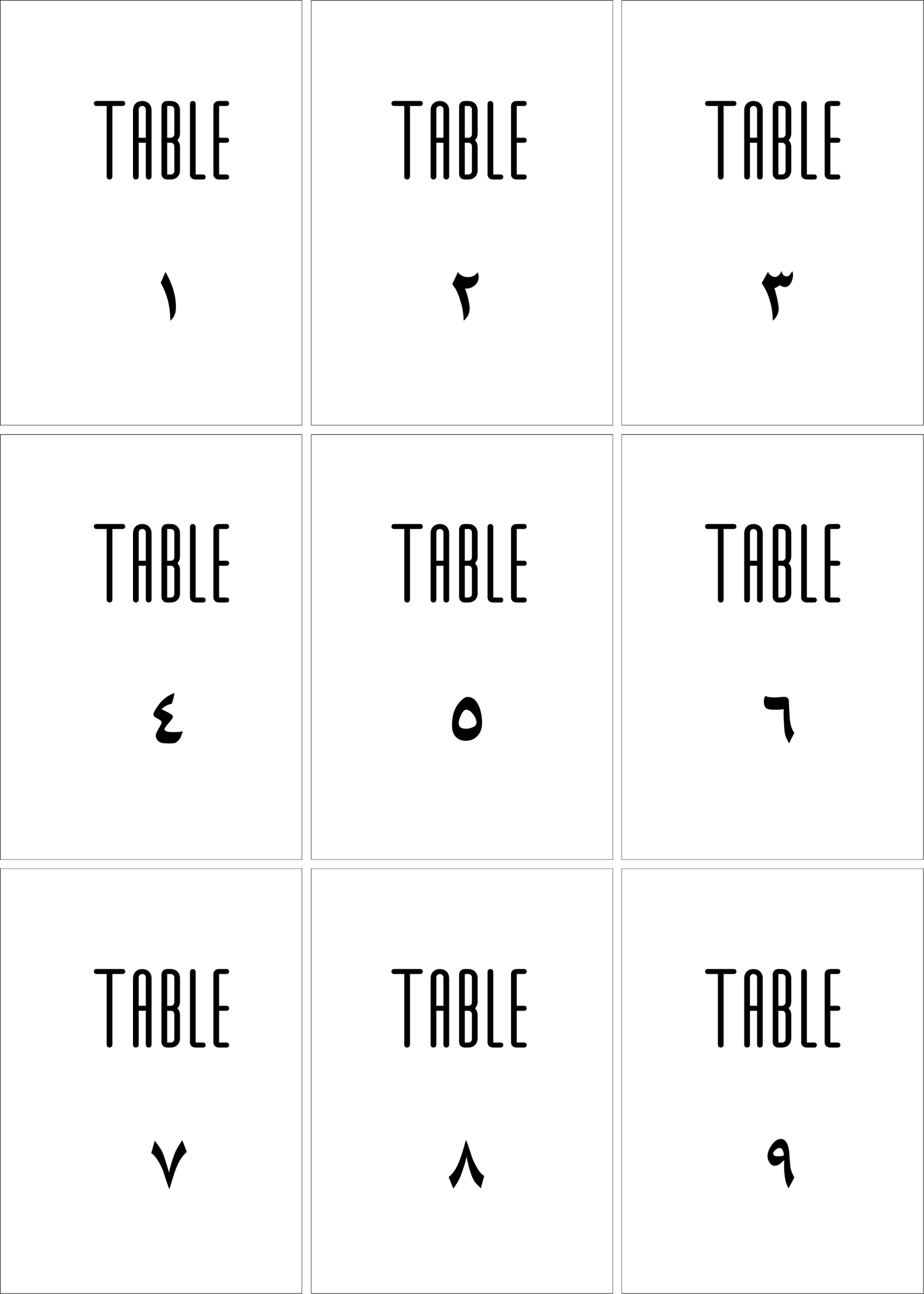 Numéros de Table | Sadiya